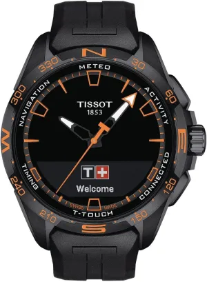 Tissot Unisex T-Touch Connect Solar Swiss Antimagnetic Titanium Case Tactile Quartz Watch with Rubber Strap, Black, 23 (Model: T1214204705104)