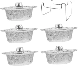 Totority 1Set Disposable Aluminum Foil Pans with Lids Capacity Cooking and Baking Pots for Outdoor Bbq Camping and Picnics with Stand