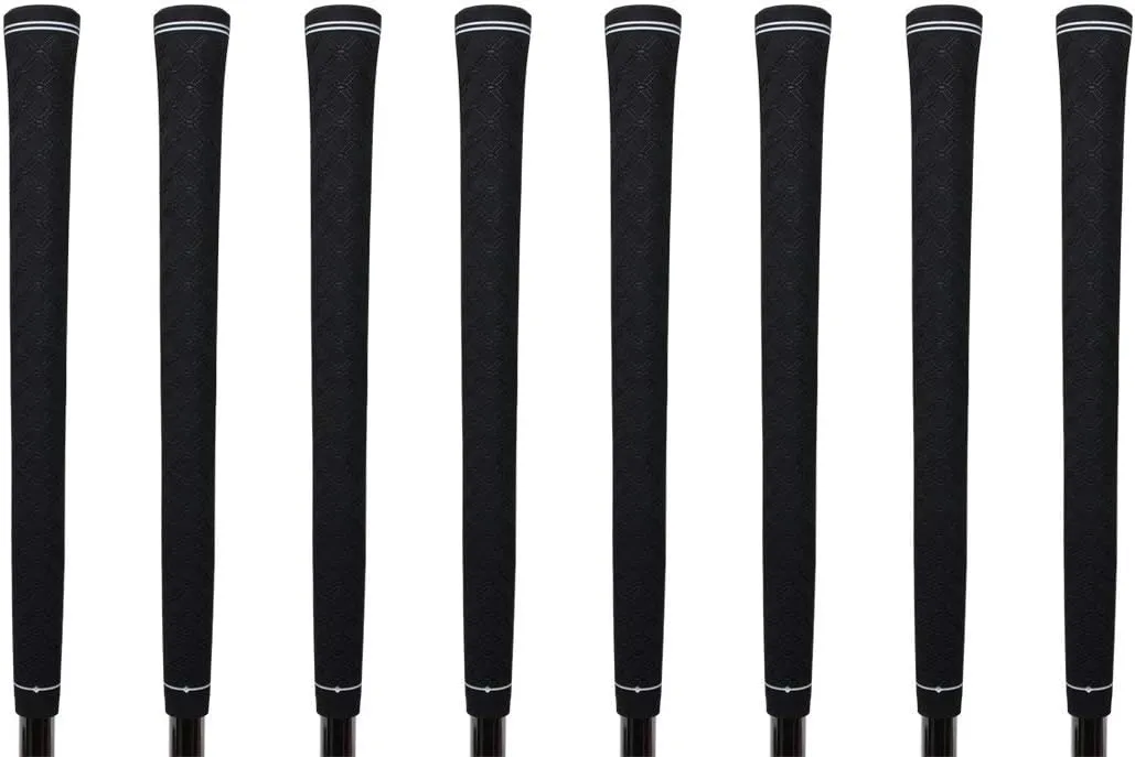 Tour Pro Soft Black Standard Size Golf Grips and Grip Kit   Utility Hook Blade (8 grips, grip tape, clamp, grip removal hook blade, instructions)