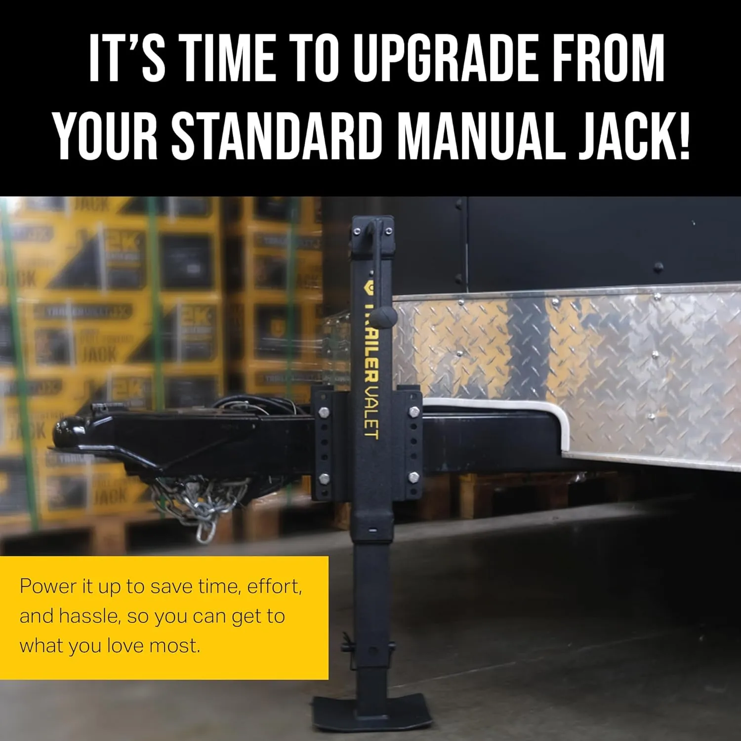 Trailer Valet TVJX7-S Side-Mounted Drill-Powered Trailer Jack with 7,000 lb Static Capacity and 1,800 lb Manual Lift, Heavy Duty Drop Leg, Footplate, Powder Coating, and Easy Bolt-On Mount