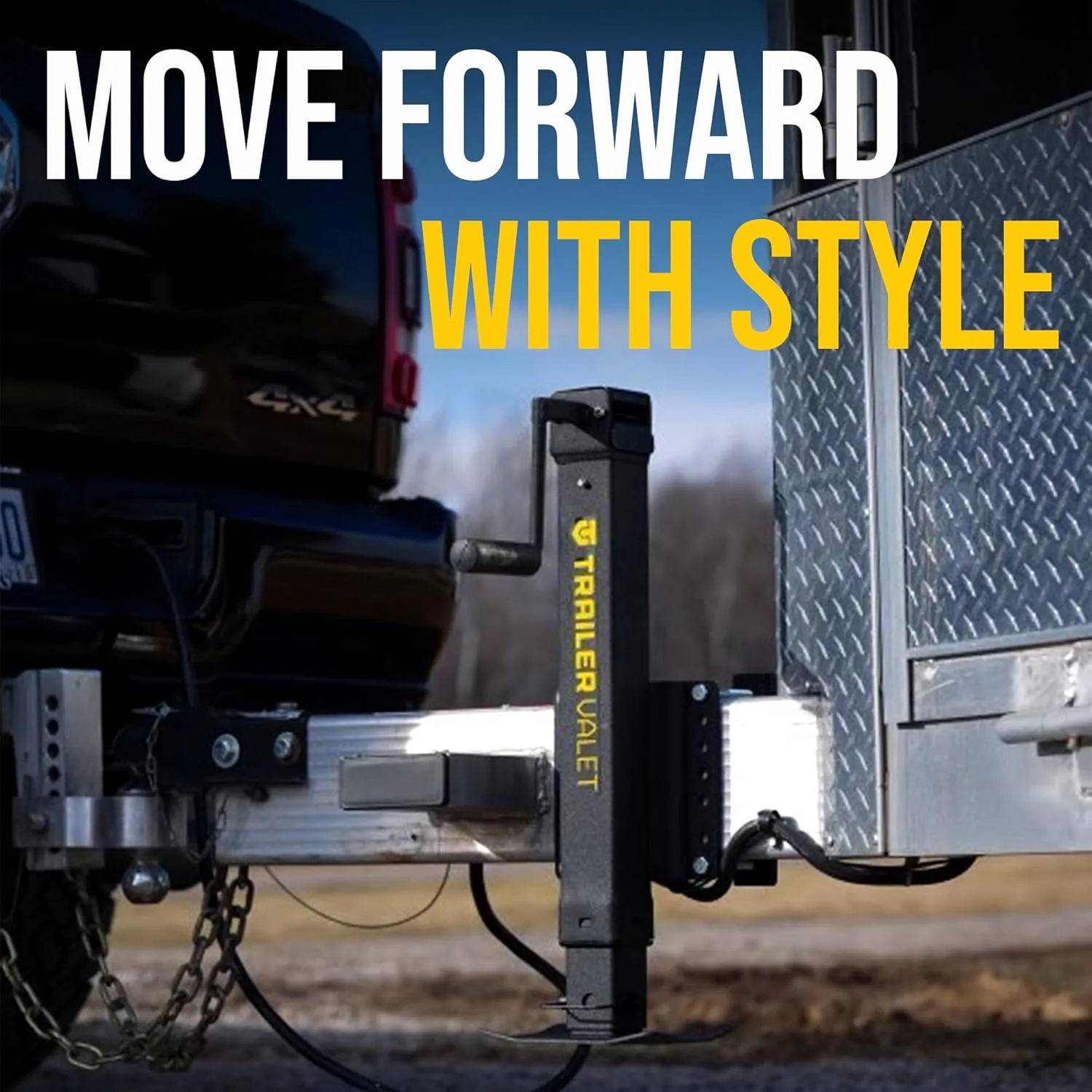 Trailer Valet TVJX7-S Side-Mounted Drill-Powered Trailer Jack with 7,000 lb Static Capacity and 1,800 lb Manual Lift, Heavy Duty Drop Leg, Footplate, Powder Coating, and Easy Bolt-On Mount