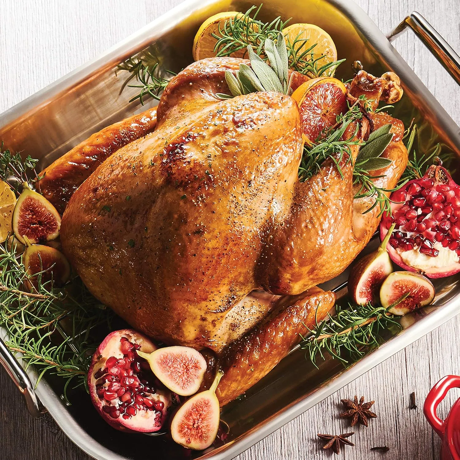 Tramontina 16.75-Inch Stainless Steel Roasting Pan with Rack, Flared Edge Turkey Roaster for Oven, Dishwasher Safe, Made in Brazil