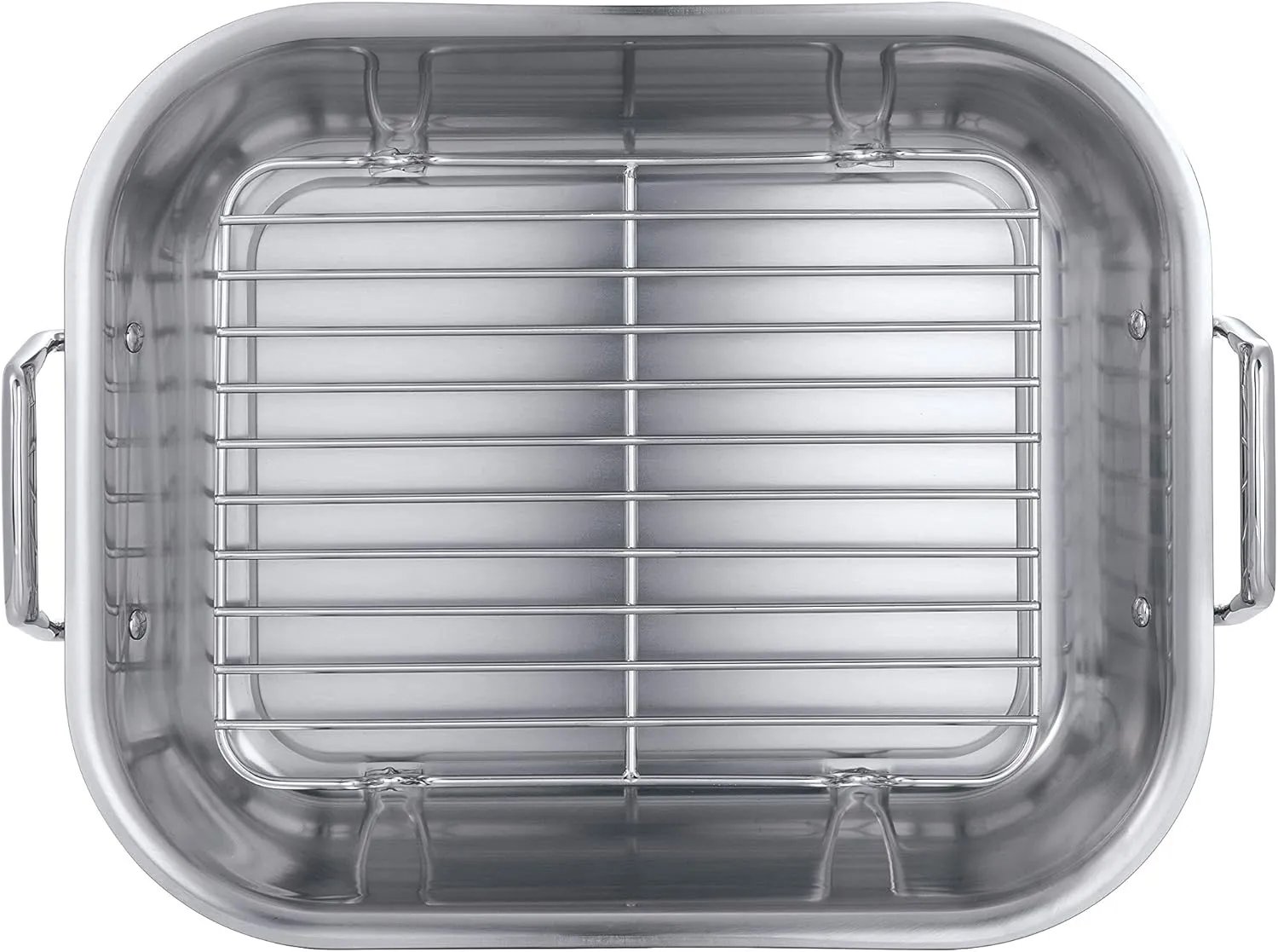 Tramontina 16.75-Inch Stainless Steel Roasting Pan with Rack, Flared Edge Turkey Roaster for Oven, Dishwasher Safe, Made in Brazil