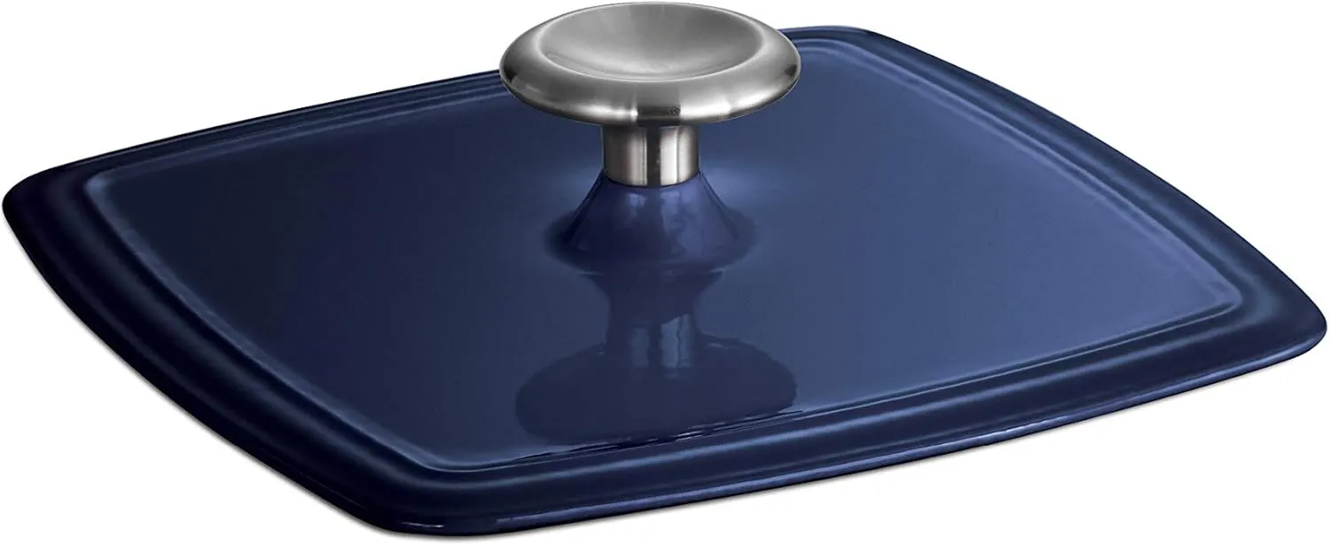 Tramontina Enameled Cast Iron Grill Pan with Press, 11-inch, Blue