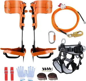 Tree Climbing Spikes Kit, Tree Climbing Gear, Full Rock Climbing Kit for Tree Work, Arborist Tree Climbing Equipment, Adjustable Climbing Straps