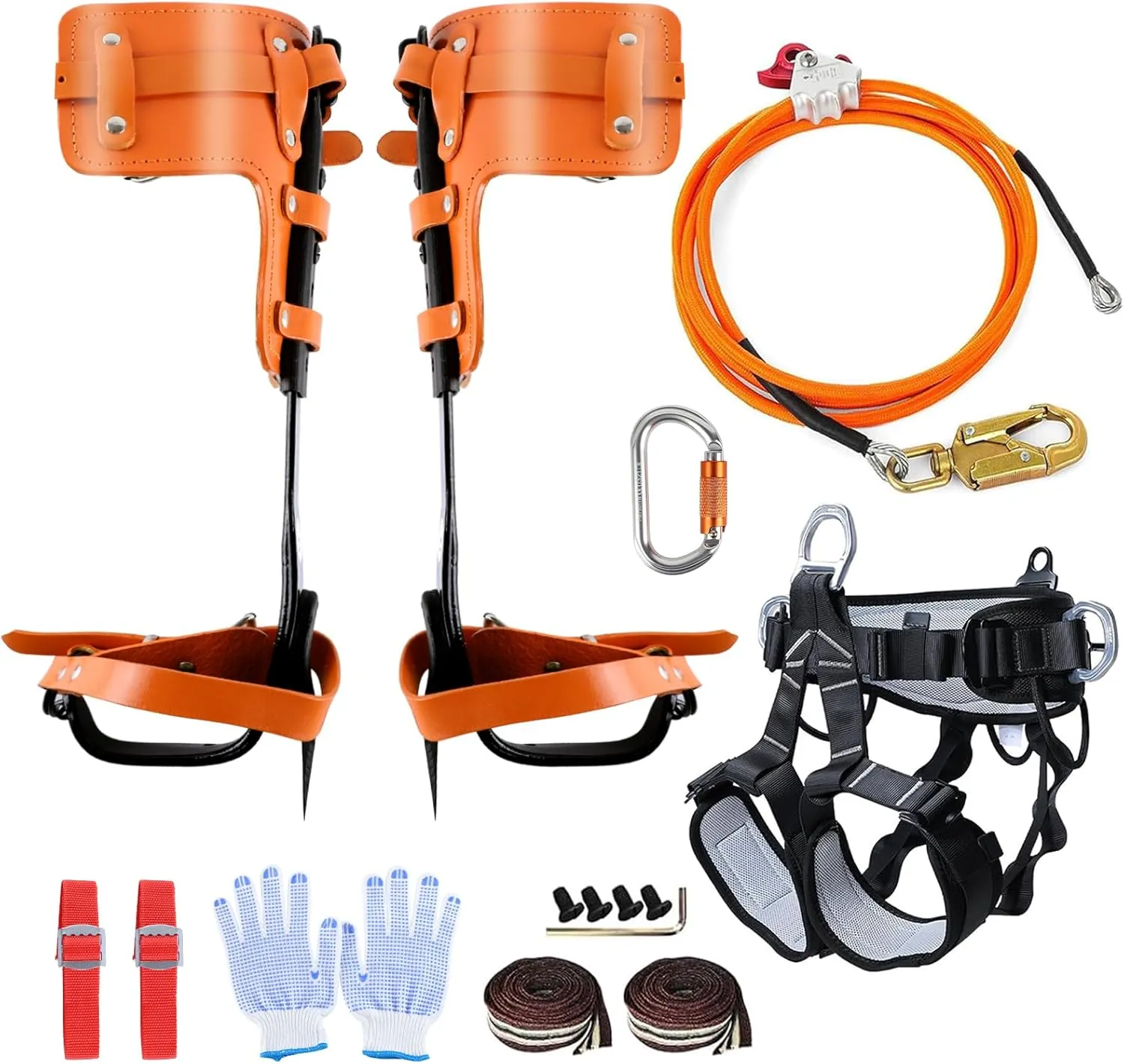 Tree Climbing Spikes Kit, Tree Climbing Gear, Full Rock Climbing Kit for Tree Work, Arborist Tree Climbing Equipment, Adjustable Climbing Straps