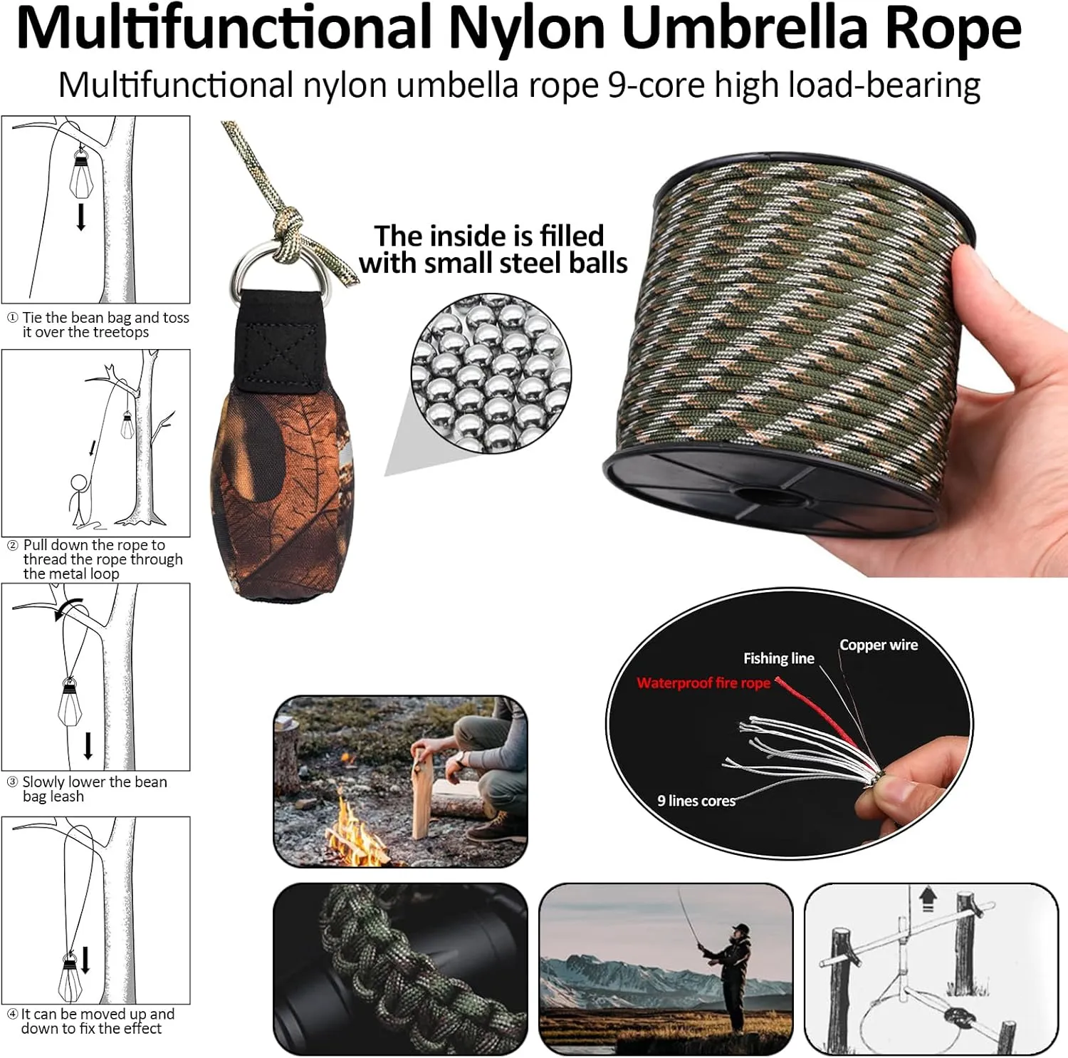 Tree Climbing Spikes,Tree Climbing Kit,Tree Climbing Gear,Suitable for Fruit Picking,Tree Climbing,Hunting