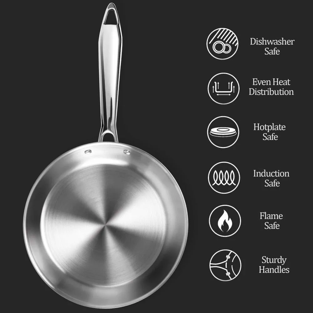 Triply Stainless Steel Fry Pan With Lid (Milton Procook)