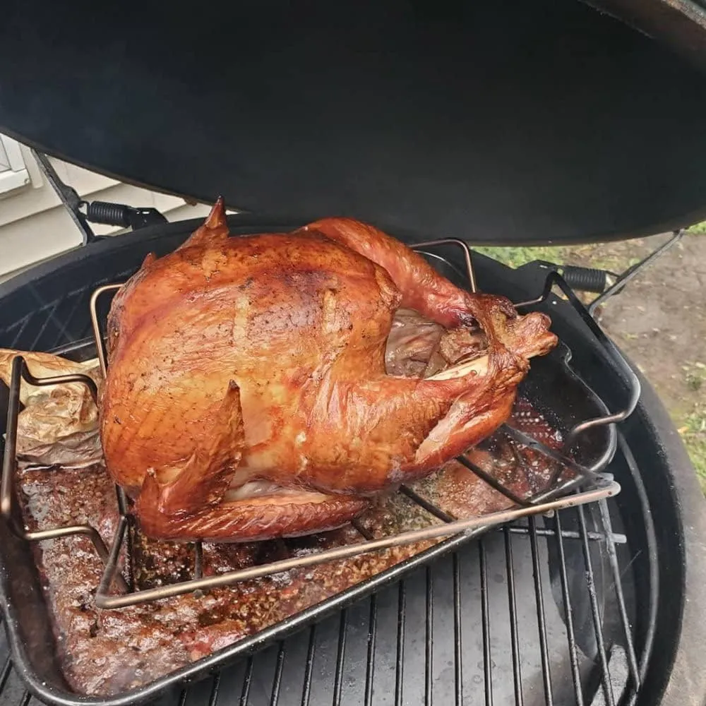 Turkey Roasting V Rack for Big Green Egg, Stainless Steel Rib Racks for Smoking and Grilling, Turkey Roaster Racks for Roasting Pan, for Kamado The Joe, Char-Griller Akorn, etc
