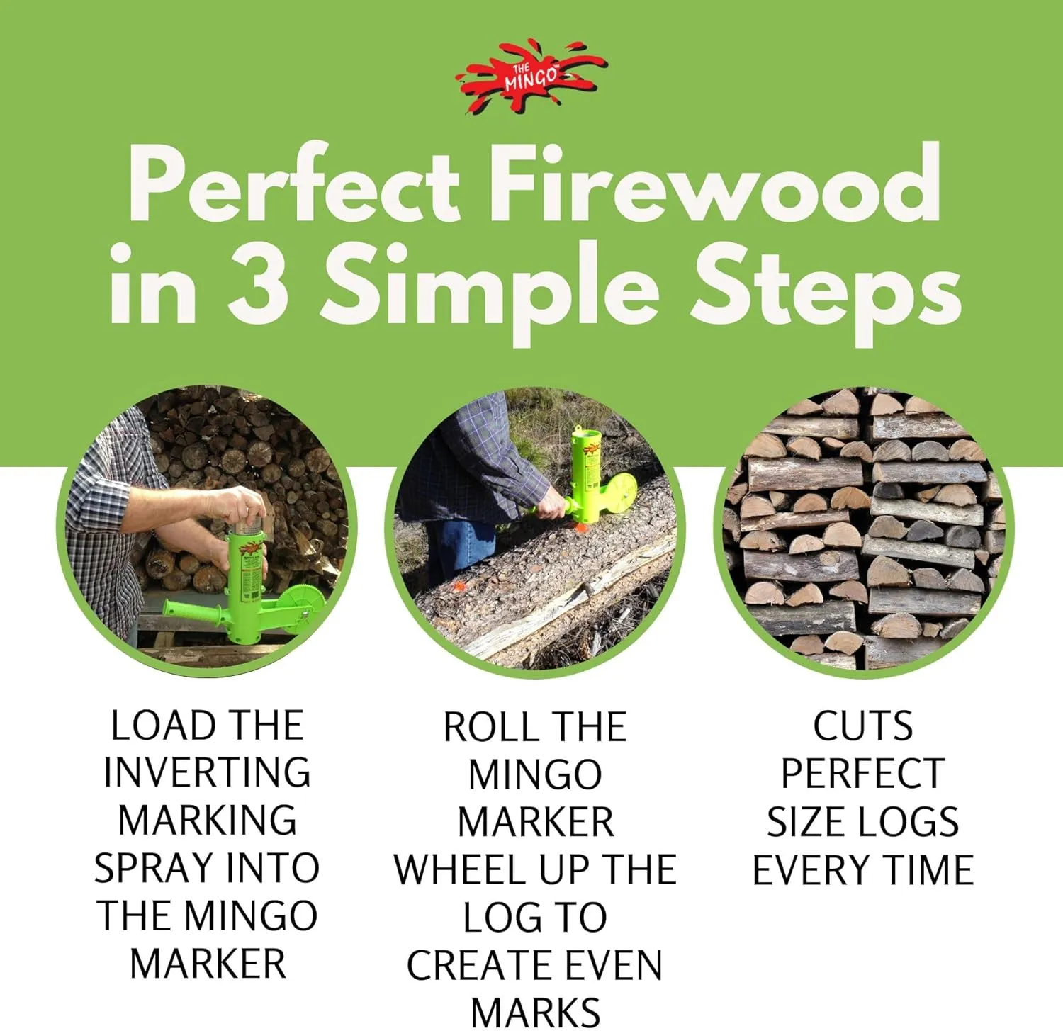 Ultimate Firewood Measuring Tool - Chainsaw Fire wood Marking Tool With Marking Wheels - Log Paint Marker -Measuring Accessory For Chainsaw - Logging Accessory (Mingo Marker With 16" Wheel)