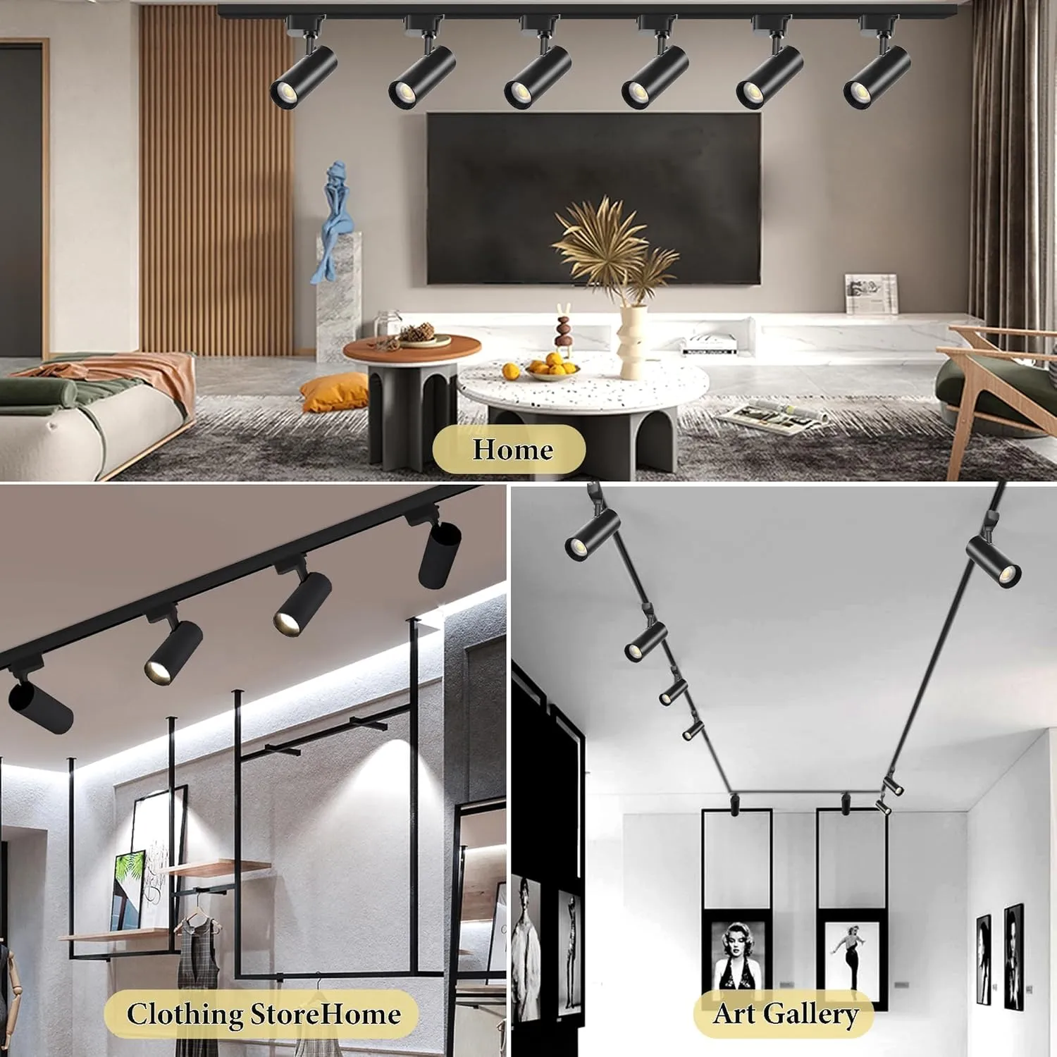 Ultra-Bright H Type Track Lighting Kit, 12 Heads 3000K Warm White 20W 2400lm with 13.1 FT Track Rails, Dimmable Plug in LED Track Lights Modern Indoor Spotlight Fixture