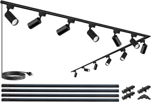 Ultra-Bright H Type Track Lighting Kit, 12 Heads 3000K Warm White 20W 2400lm with 13.1 FT Track Rails, Dimmable Plug in LED Track Lights Modern Indoor Spotlight Fixture