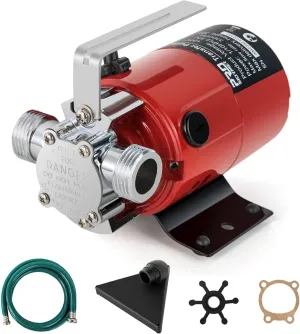 Utility Pump, Prostormer 12V DC 350GPH Electric 1/10HP Mini Portable Water Transfer Pump with Water Hose Kit Great for Yard, Garden, Pool Draining