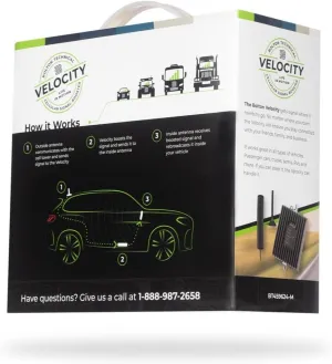 Velocity Trucker | Vehicle Cell Phone Signal Booster | 5G/4G LTE | | 50dB Gain| Magnetic Mount Omni Antenna | Boosts AT&T, Verizon, T-Mobile, and More| FCC Approved (BT459624-T)