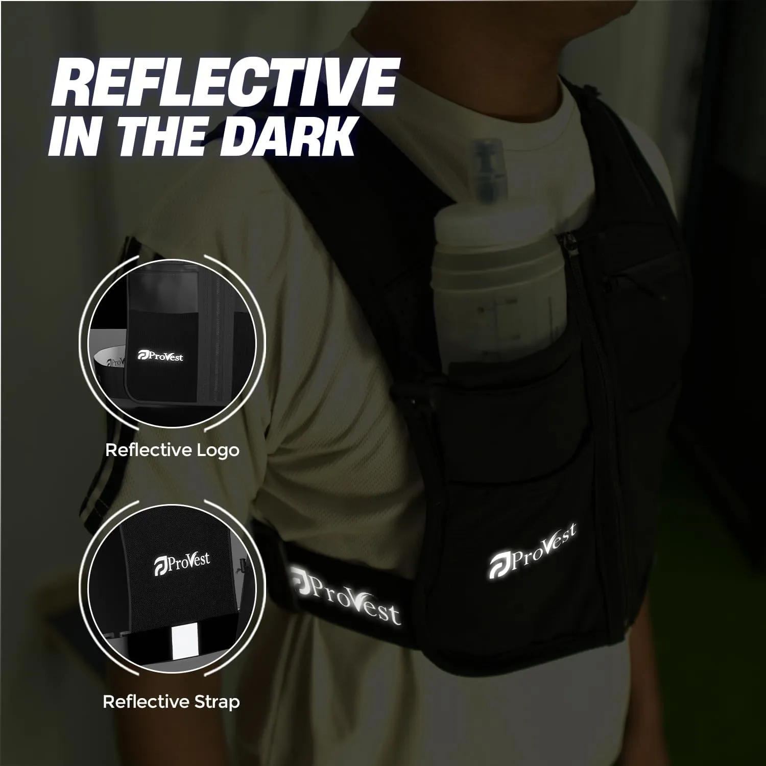 Versatile Running Vest with 8 Pockets, Hydration Vest with Phone and Water Bottle Holders, Vest for Long-Distance Runs, Uni Sex Running Vest, Water Bottle & Cool Towel Grey