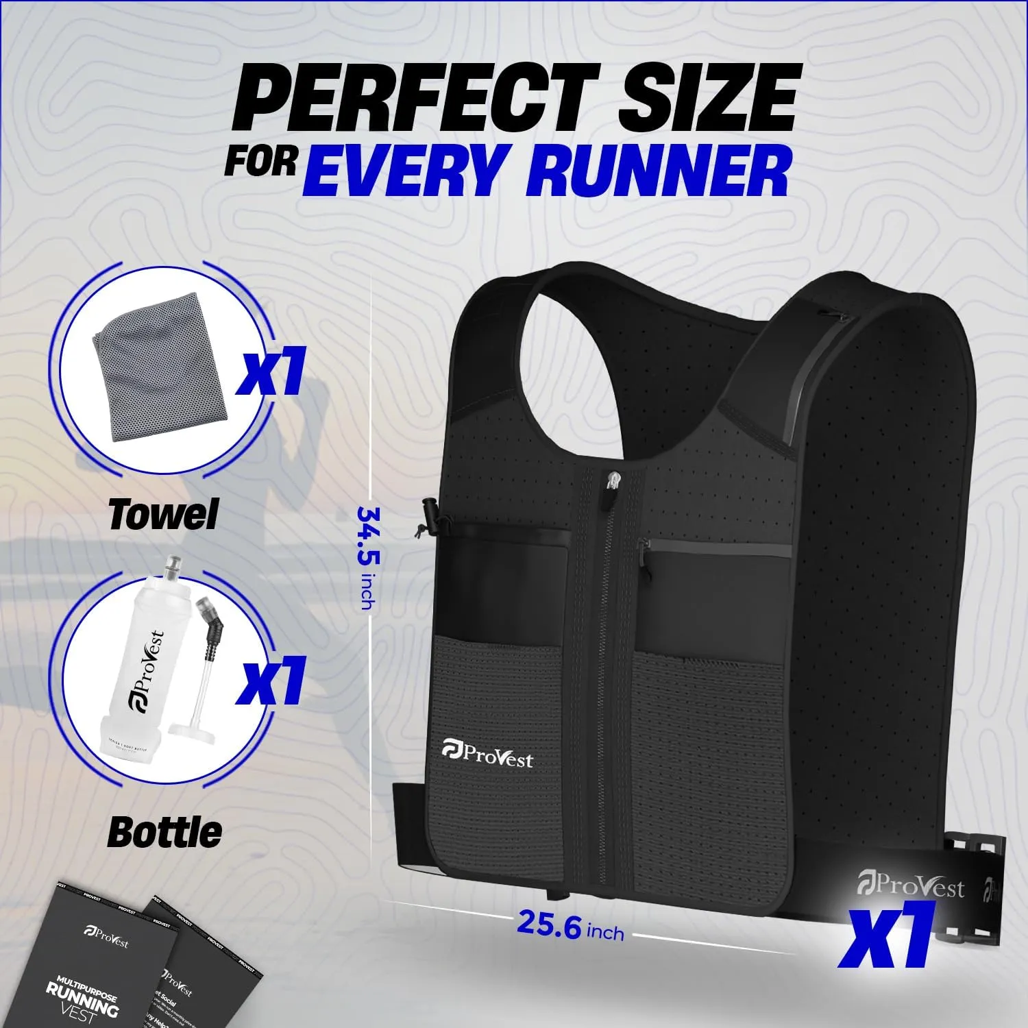 Versatile Running Vest with 8 Pockets, Hydration Vest with Phone and Water Bottle Holders, Vest for Long-Distance Runs, Uni Sex Running Vest, Water Bottle & Cool Towel Grey