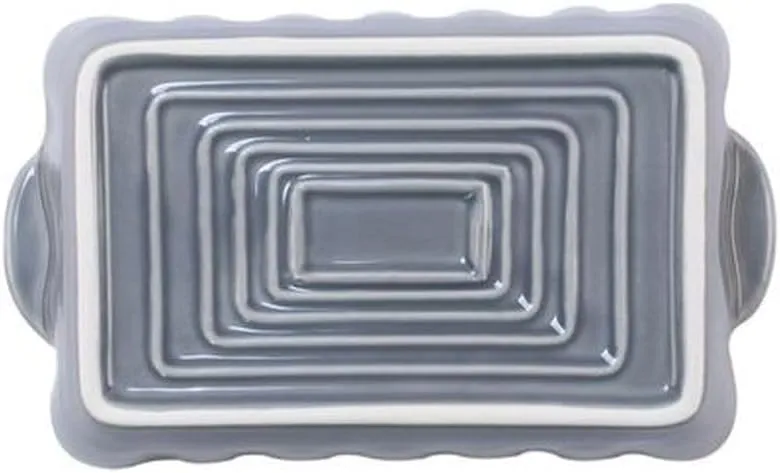 Vietri Bakers Gray Small Rectangular Baker, Artisan Oven Baking Dish, Stoneware Serving Pan/Bakeware