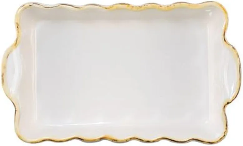 Vietri Bakers Gray Small Rectangular Baker, Artisan Oven Baking Dish, Stoneware Serving Pan/Bakeware