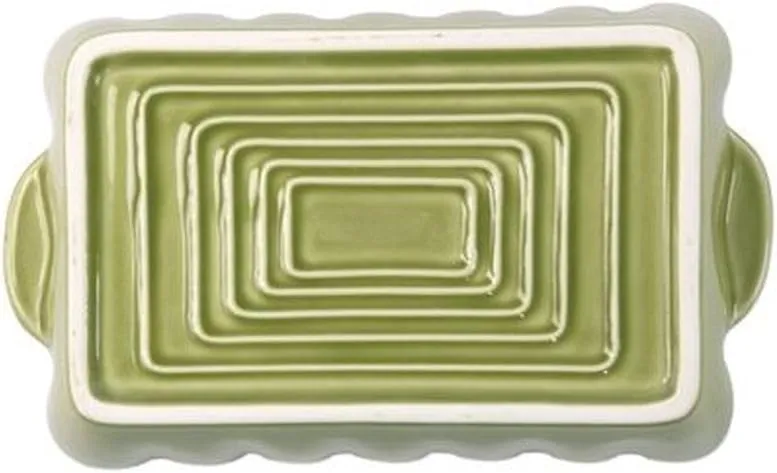 Vietri Bakers Green Small Rectangular Baker, Oven Baking Dish, Stoneware Serving Pan/Bakeware
