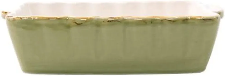 Vietri Bakers Green Small Rectangular Baker, Oven Baking Dish, Stoneware Serving Pan/Bakeware