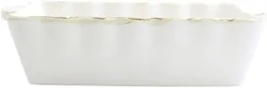 Vietri Bakers White Medium Rectangular Baker, Oven Baking Dish, Stoneware Serving Pan/Bakeware