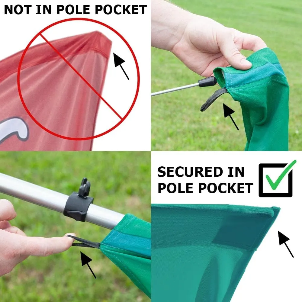 Vispronet Premium First Aid Feather Flag Kit - Includes 13ft Sectional Aviation Grade Fiberglass Poles, First Aid Flag, Cross Base, Ground Stake, and Pole Sleeve Bag…
