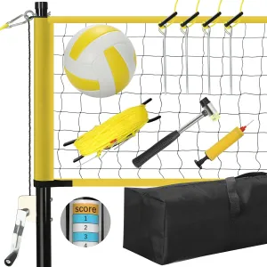Volleyball Net Outdoor - Rengue 32x3ft Professional Volleyball Set with Anti-Sag System, Adjustable Aluminum Poles, Volleyball, Pump and Carry Bag for Backyard, Beach, and Lawn