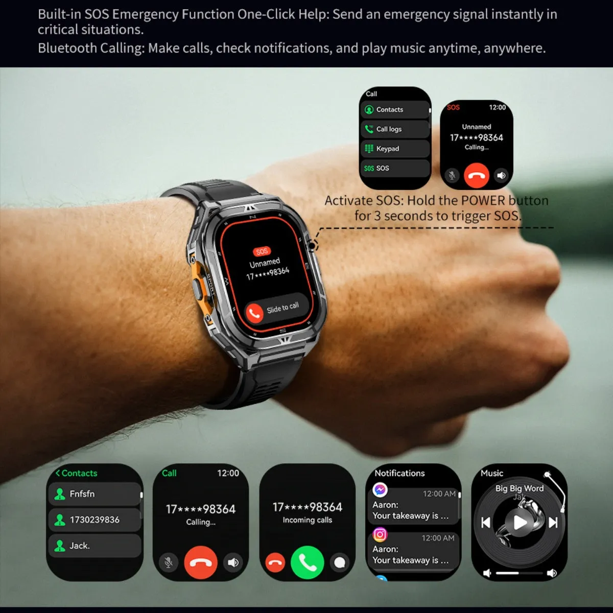 VWAR Apex GPS Smart Watch for Men 5ATM Deep Waterproof with GPS Compass Barometer Altimeter