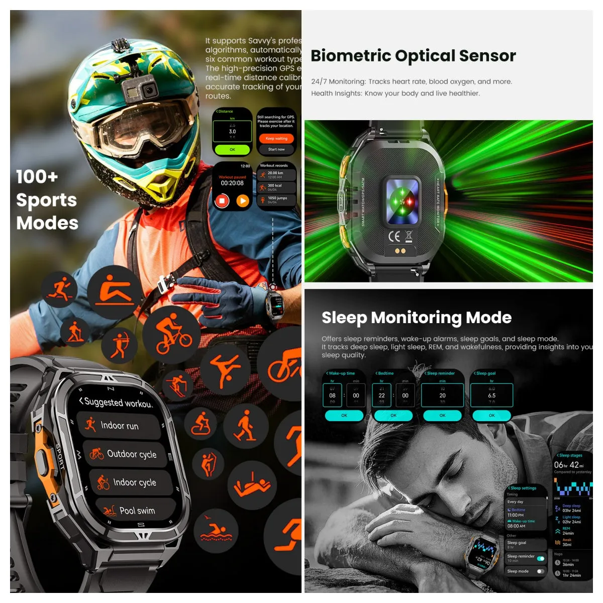 VWAR Apex GPS Smart Watch for Men 5ATM Deep Waterproof with GPS Compass Barometer Altimeter