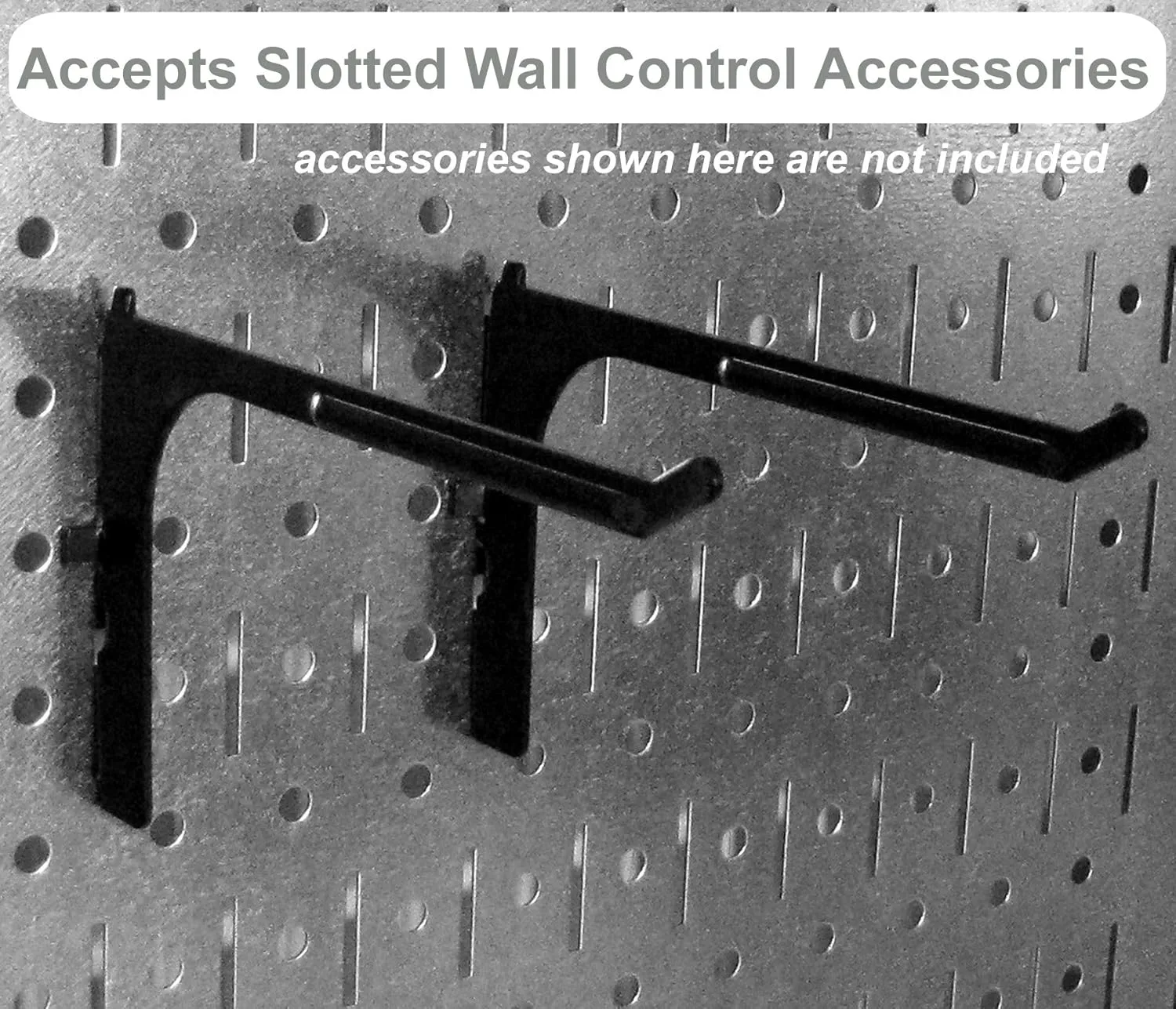 Wall Control Metal Pegboard Utility Tool Storage Kit with Black Pegboard and Black Accessories
