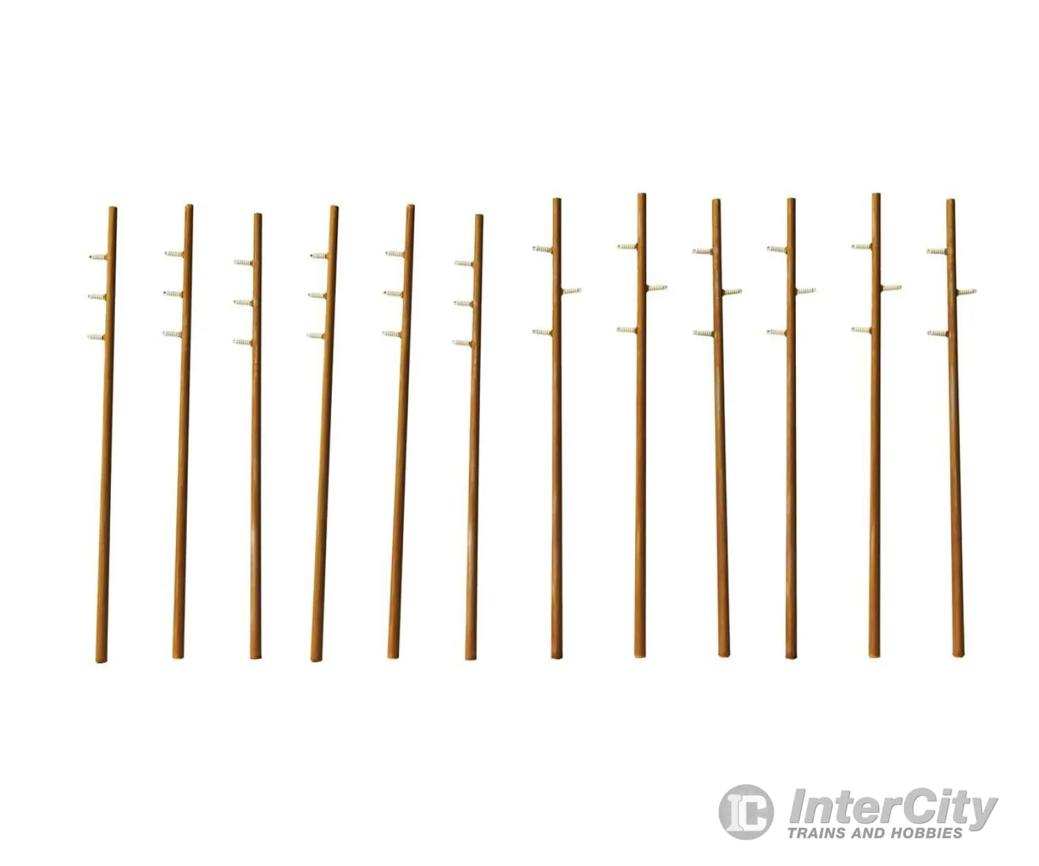 Walthers Cornerstone 4173 Intermediate Height Utility Poles (Wood) pkg(12) -- Kit - each 6-1/4" 17.5cm; 45 scale feet tall
