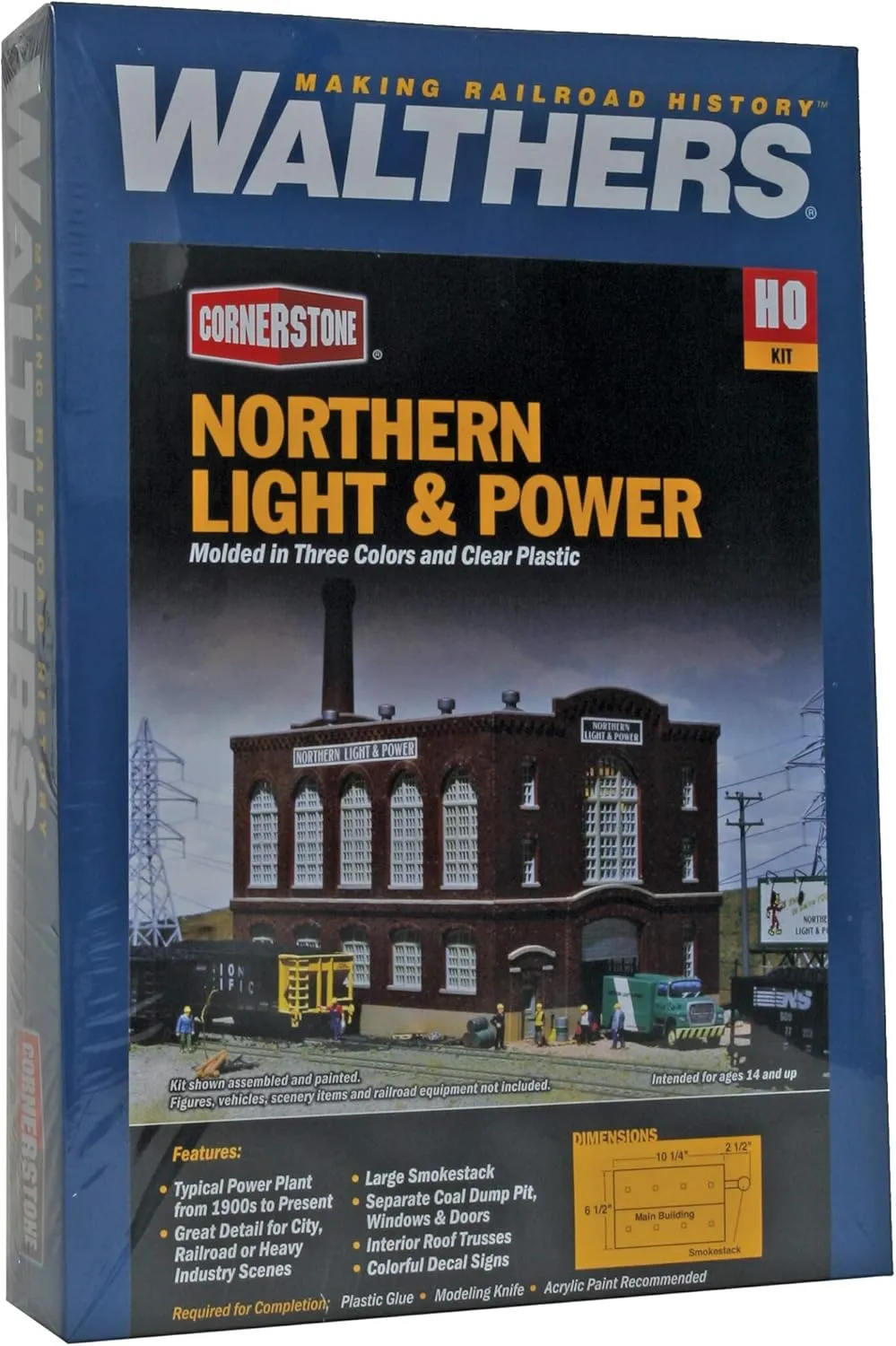 Walthers Cornerstone HO Scale Model Northern Light & Powerhouse Structure Kit, 8 (933-3021)