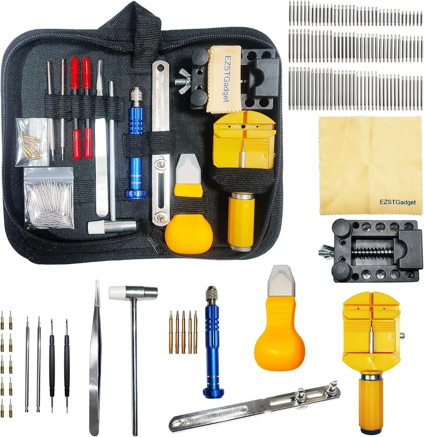 Watch Repair Tool Kit, Professional Watch Battery Replacement Tool,Watch Band Adjustment, Watch Back Cover Opener,Watch Link Removal Tool, Spring Bar Tool Set with Carrying Case
