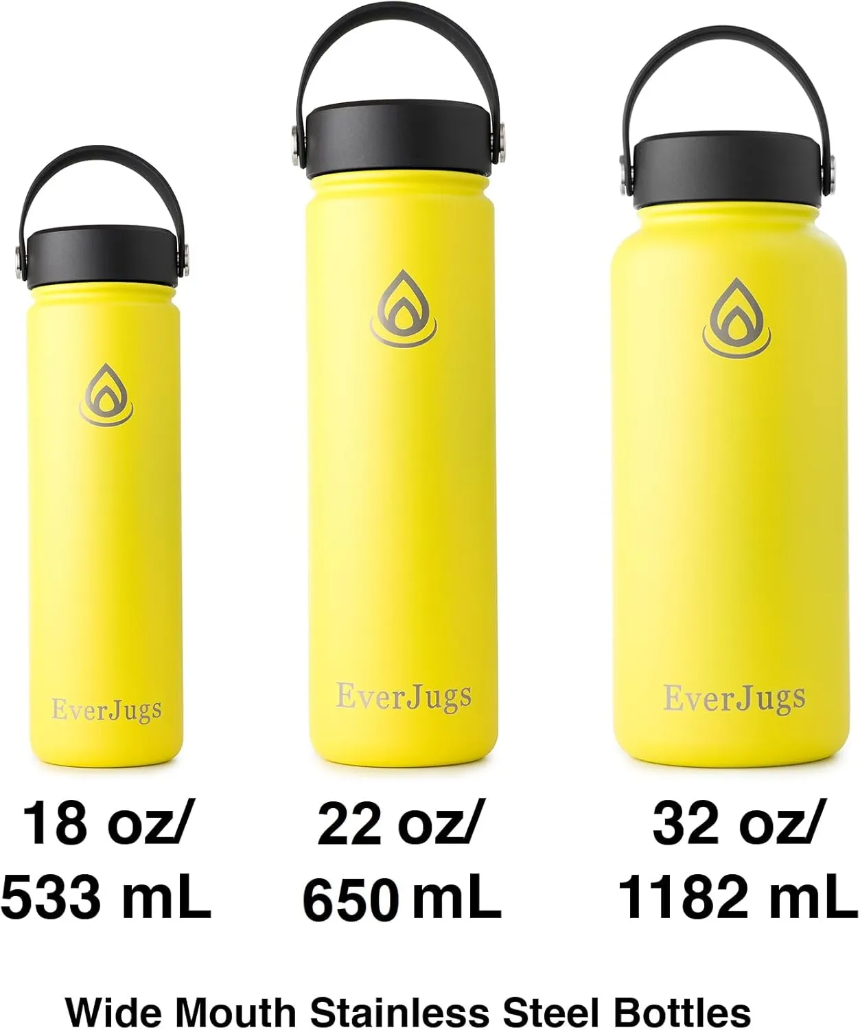 Water Bottle - 32 Oz, Wide Mouth, Premium Stainless Steel Bottle with Grip Cap, Double Walled Vacuum Insulated, Thermo Mug, Metal Flask, Leak Proof, Eco-Friendly