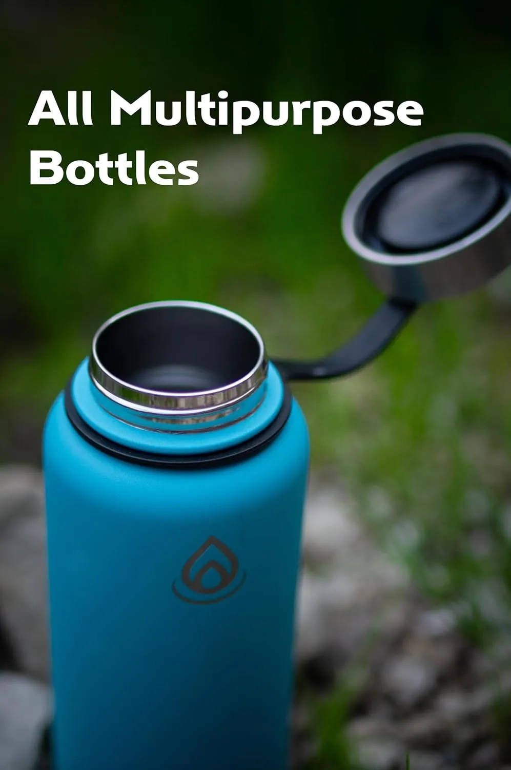 Water Bottle - 32 Oz, Wide Mouth, Premium Stainless Steel Lid/Bottle, Double Walled Vacuum Insulated, Thermo Mug, Metal Flask, Leak Proof, Eco-Friendly