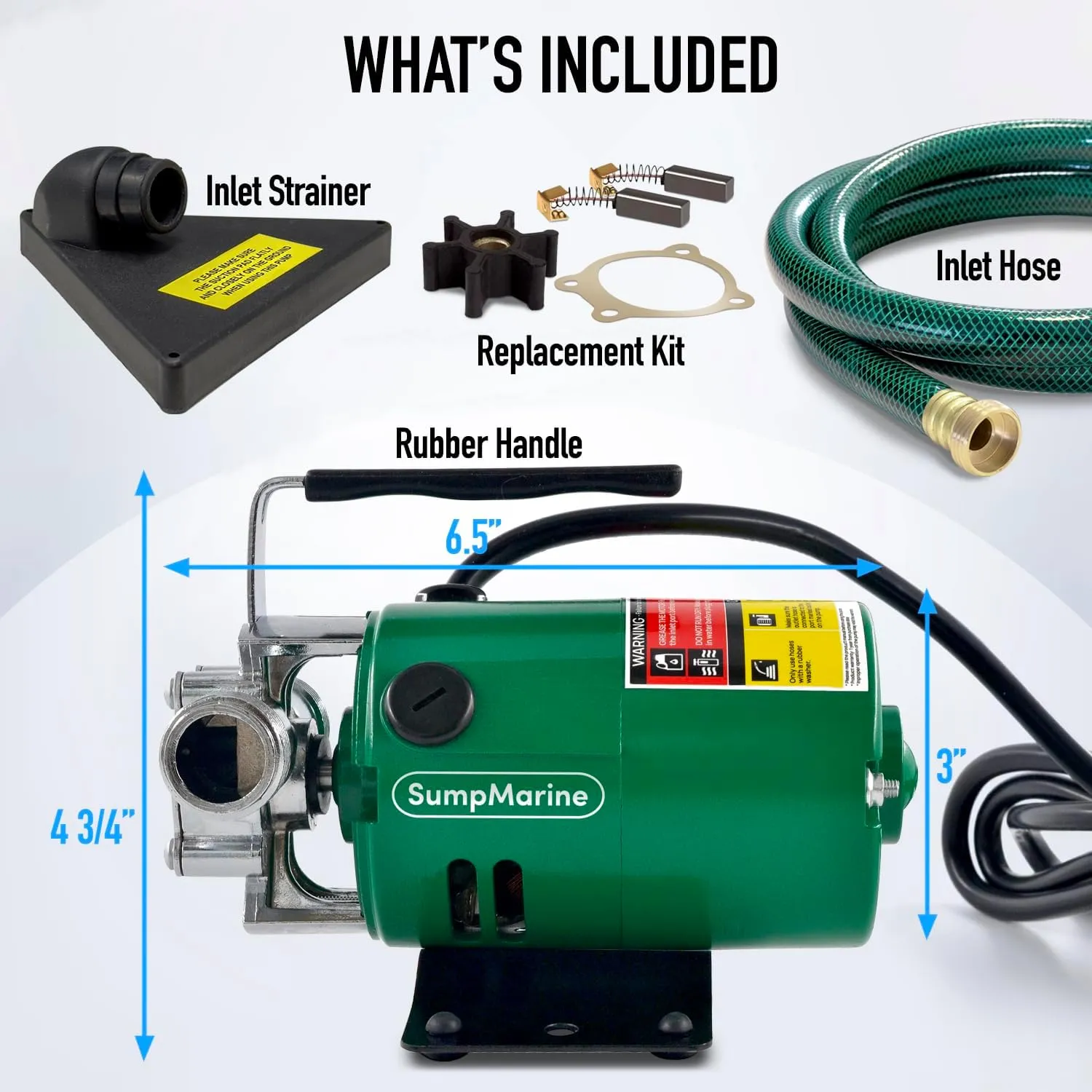 Water Transfer Pump, 115V 330 Gallon Per Hour - Portable Electric Pump with 6' Hose Kit, Remove Water From Pools, Rain Barrel, Aquariums