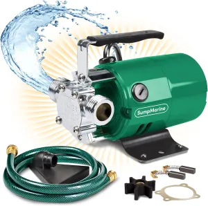 Water Transfer Pump, 115V 330 Gallon Per Hour - Portable Electric Pump with 6' Hose Kit, Remove Water From Pools, Rain Barrel, Aquariums