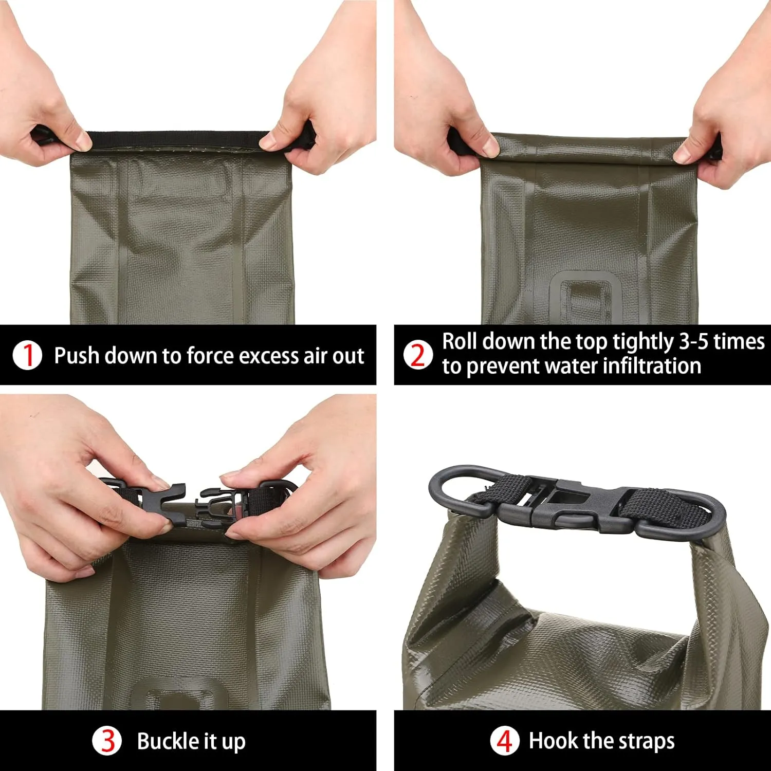 Waterproof First Aid Kit Roll Top Boat Emergency Kit with Waterproof Contents for Fishing Kayaking Boating Swimming Camping Rafting Beach Green