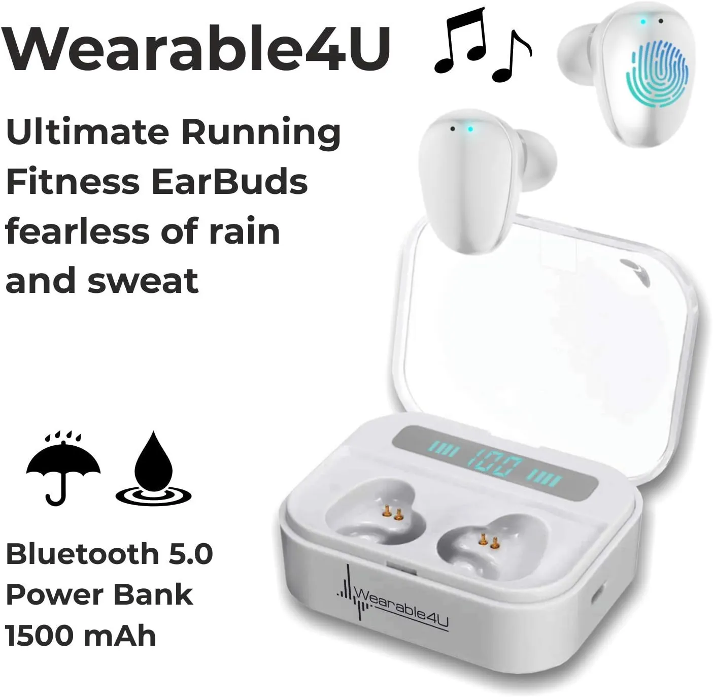 Wearable4U Garmin Forerunner 55 GPS Running 42 mm Watch with Daily Suggested Workouts, Aqua White Earbuds Power Bundle