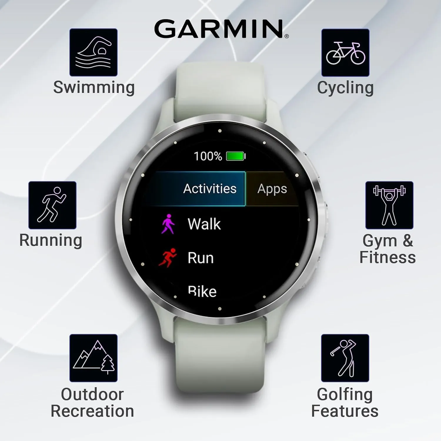 Wearable4U Wearable4 - Garmin Venu 3S GPS Smartwatch, AMOLED Display 41 mm Watch, Health and Fitness Features, Up to 10 Days of Battery, Sleep Coach, Sage Gray with White Earbuds Bundle