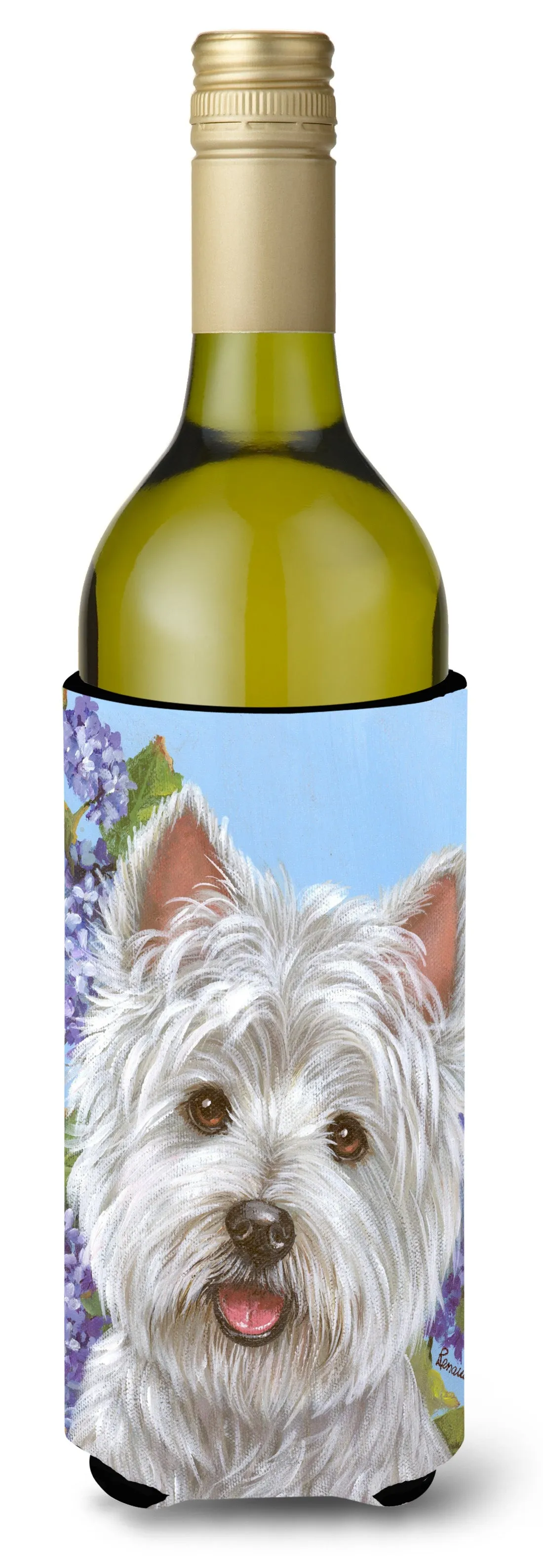 Westie Hydrangea Wine Bottle Hugger PPP3210LITERK