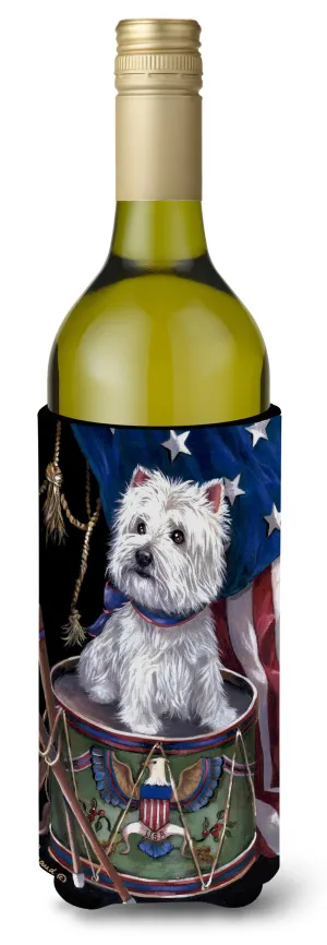 Westie Little Drummer Boy USA Wine Bottle Hugger PPP3129LITERK