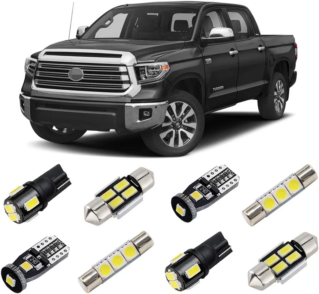 White LED Interior Light Kit for Toyota Tundra 2014 2015 2016 2017 2018 2019 2020 2021 Super Bright 6000K Interior LED Bulbs Package   Cargo Lights   License Plate Lights and Install Tool