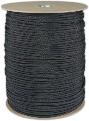 Wholesale Bulk Spool 1000 Foot Black Parachute Cord Paracord Type III Military Specification 550 Soft Strong Rope