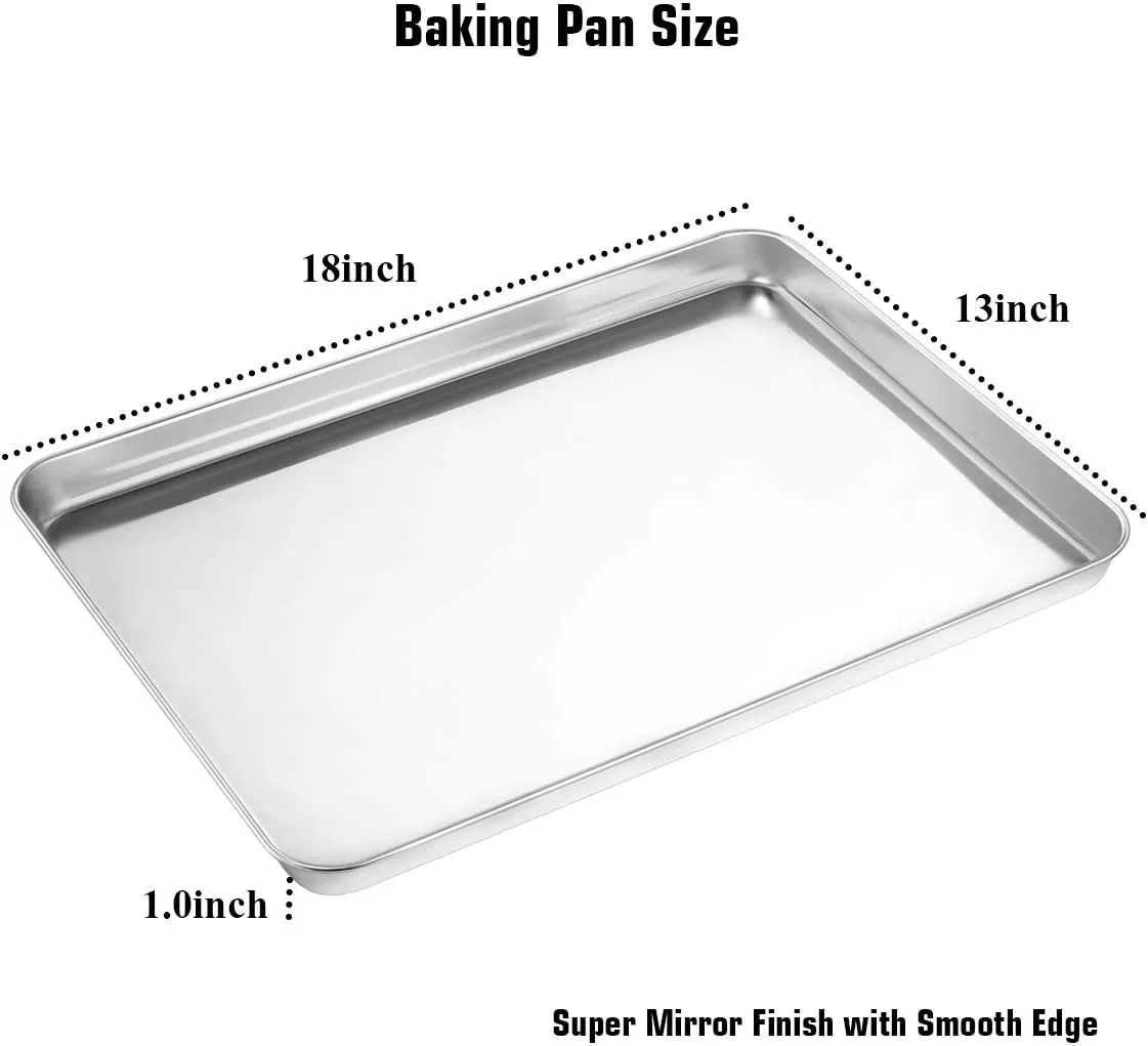 Wildone Baking Sheet & Rack Set [2 Sheets   2 Racks], Stainless Steel Cookie Pan with Cooling Rack, Size 17.3 x 12.2 x 1 Inch, Non Toxic & Heavy Duty & Easy Clean
