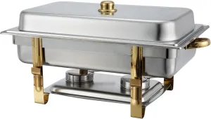 Winco Malibu Stainless Steel Chafer with Gold Accents, 8 Quart