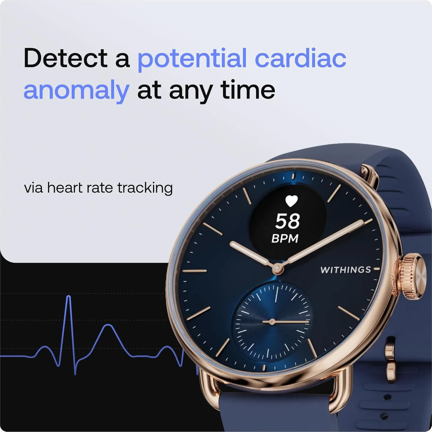 Withings ScanWatch 2 - Hybrid Smart Watch, Heart Rate Monitoring, Fitness Tracker, Cycle Tracker, Sleep Monitoring, GPS Tracker, 30-Day Battery Life, Android & Apple Compatible, HSA/FSA