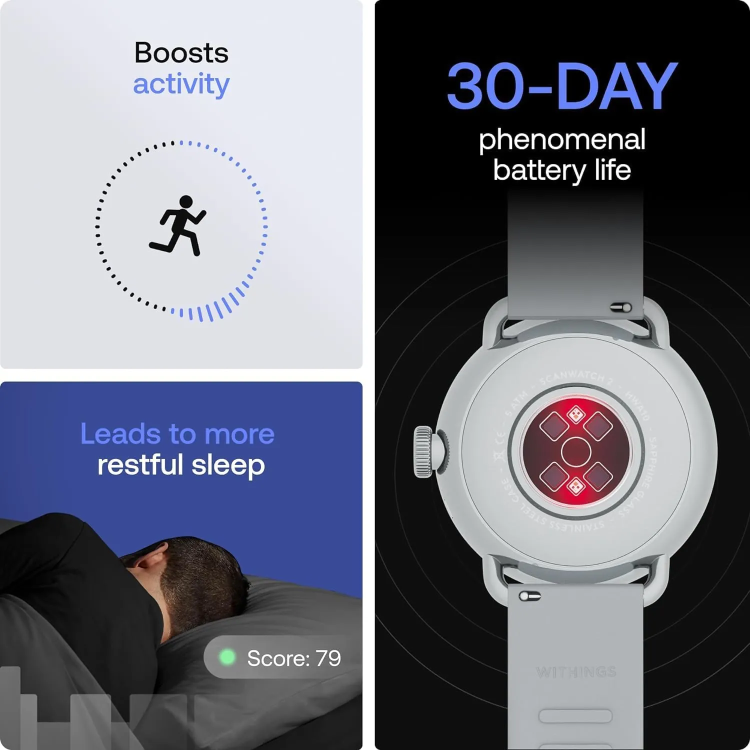 Withings ScanWatch 2 - Hybrid Smart Watch, Heart Rate Monitoring, Fitness Tracker, Cycle Tracker, Sleep Monitoring, GPS Tracker, 30-Day Battery Life, Android & Apple Compatible, HSA/FSA