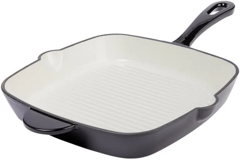 Wolfgang Puck 10" Enameled Cast Iron Grill Pan (Renewed)