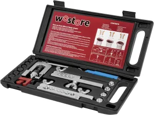 Wostore Professional Brake Line Flare Kit for Single, Double (SAE) Flares & Bubble (ISO) Flares with Tubing Cutter Pipe Reamer for 3/16-5/8" 7 Sizes